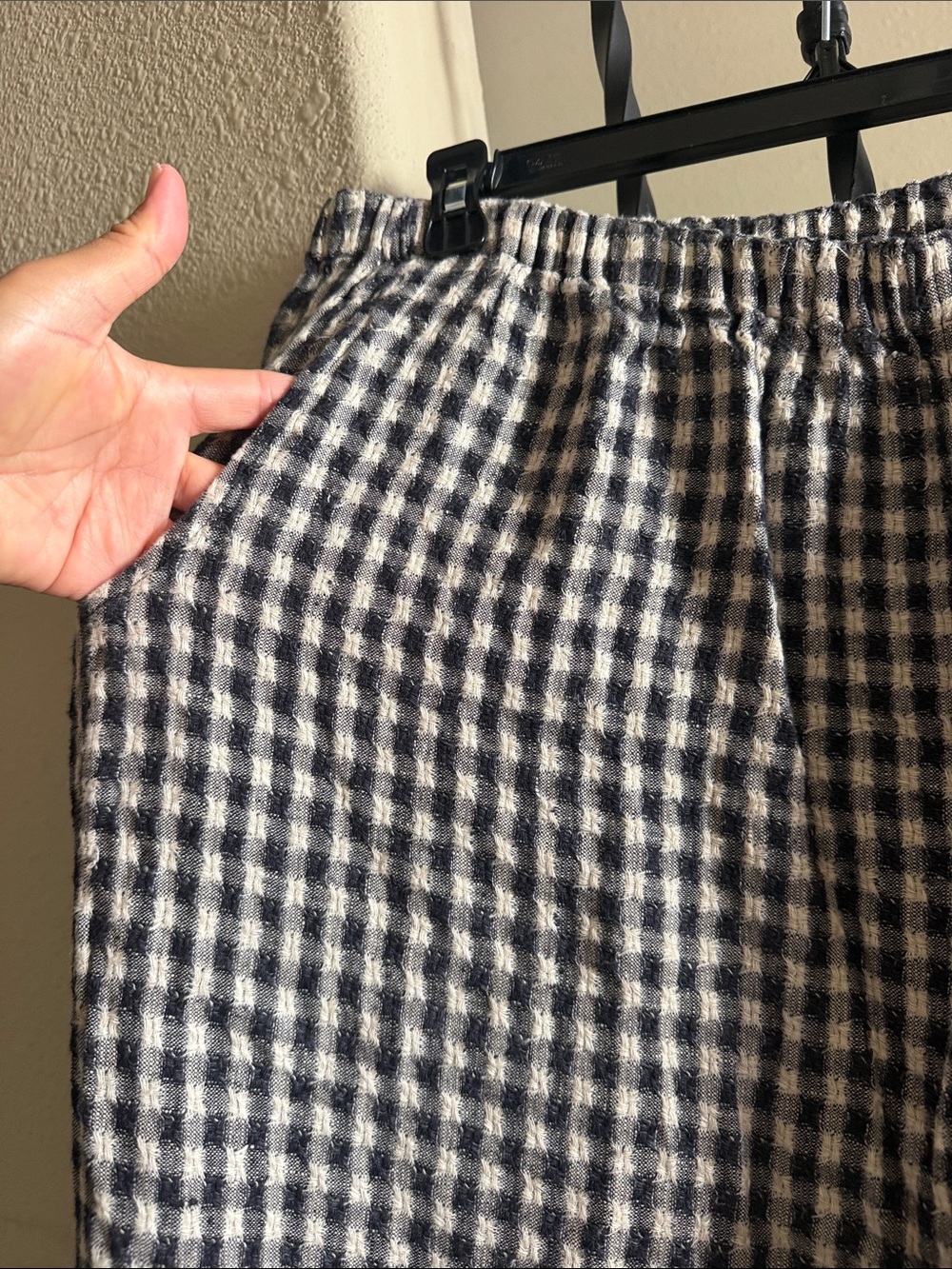 Flax Sz L Black and White Gingham Wide-Leg Pants - Picture 3 of 14
